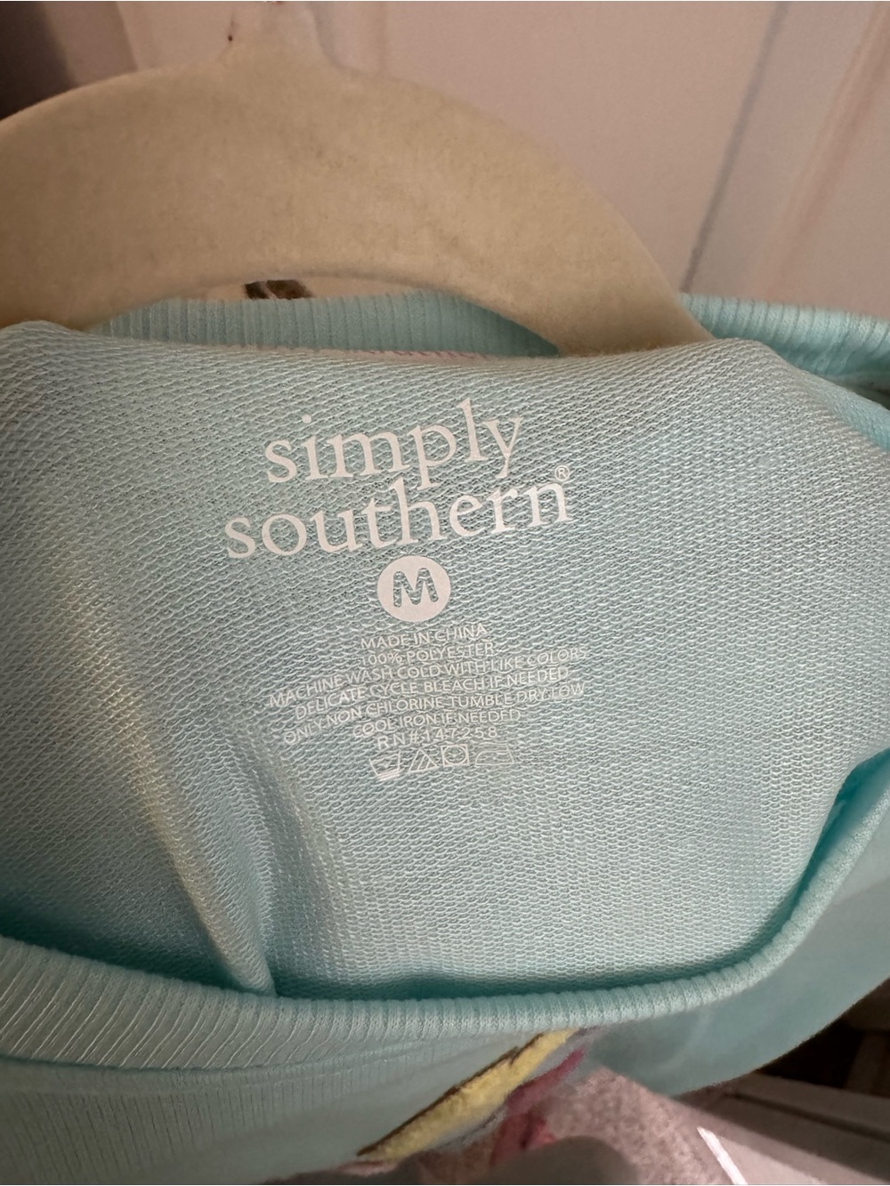 Simply Southern Light Blue Pullover Sweatshirt with Pastel Appliqué - Picture 3 of 3